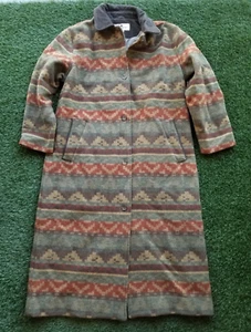 Woolrich Navajo Blanket Wool Coat Womens XL Long Aztec Southwestern - Picture 1 of 9