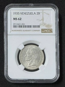 EE.UU. DE VENEZUELA, 2 Bolívares, 1935 NGC MS62. - Picture 1 of 2