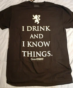 NWT Game of Thrones GOT "I Drink & I Know Things" Mens Medium Black Shirt - Picture 1 of 3