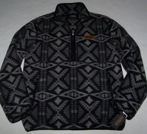 NWT Pendleton BLACK/SILVER GRAY GEOMETRIC Half-Zip Sherpa Fleece Jacket Men's M - Picture 1 of 7