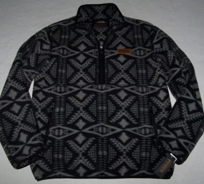NWT Pendleton BLACK/SILVER GRAY GEOMETRIC Half-Zip Sherpa Fleece Jacket Men's M - Image 1 of 4