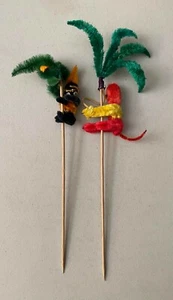 Vintage Chenille Tropical Native Islander Palm Tree Sticks - Picture 1 of 1