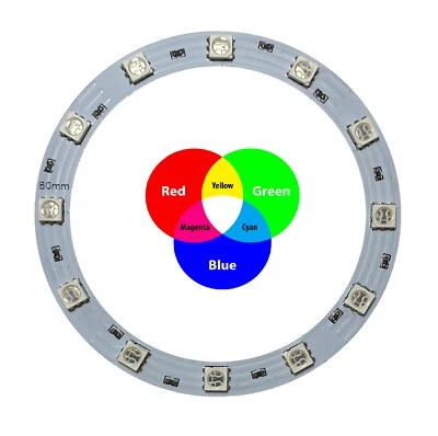 MODULO A CERCHIO RING 12 LED SMD 5050 DIAM. 80MM/64MM 12V MULTICOLOR RGB IP20 - Immagine 1 di 3