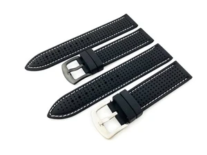 20 22 24 mm negro-blanco transpirable correa de banda de goma correa deportes buceo carrera - Imagen 1 de 13