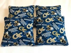 4 CORNHOLE BEAN BAG CORN HOLE GEORGIA TECH JACKETS GT TAILGATE TOSS - Picture 1 of 1