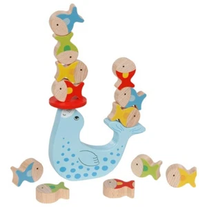 Juego de equilibrio Goki foca 15 piezas de madera juguete de madera niños juego de motricidad NUEVO - Imagen 1 de 2