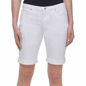 New DKNY Jeans size 10 White rolled leg Bermuda-long Shorts