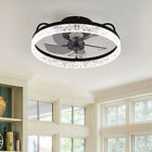 LED Ceiling Fan Light Dimmable Living Room Bedroom Crystal Lamp With APP Control