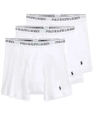 Polo Ralph Lauren Boxer Briefs Classic Fit  Size XL White Navy Pony  3-Pack NEW - Image 1 of 4