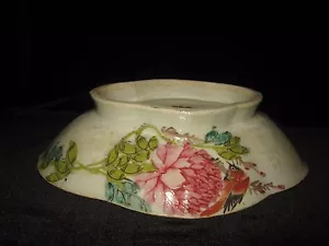Antique Chinese Famille Rose Footed Oval Bowl Signed - Picture 1 of 12