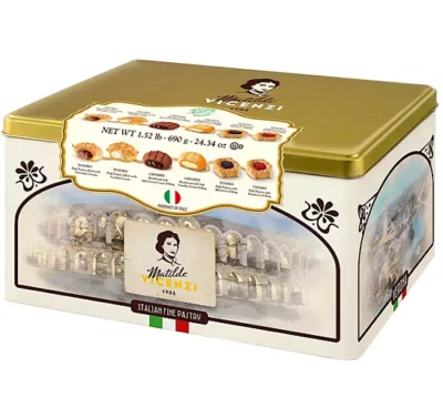 Matilde Vicenzi Italian Pastry and Cookie Tin 24.34 oz, 72 ct