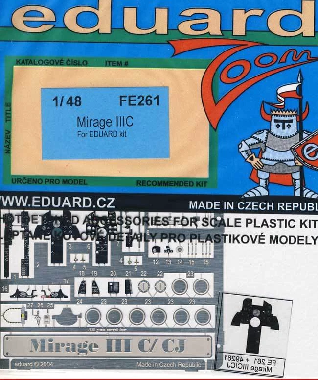 Eduard Mirage Iiic CJ Intérieur Cockpit Pieces Gravées III 1:48 pour Modèle-kit - Image 1 of 1