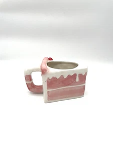 Vintage Erdbeer Kuchen Scheibe Kaffee/Tee Becher handbemalt Kitsch Dessert - Bild 1 von 15