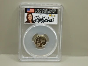 1962 ROOSEVELT SILVER PROOF DIME PCGS PR67 SIGNED BY PCGS PRES. SABIN - Picture 1 of 4