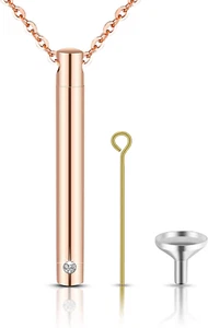 Crystal Urn Necklace for Ashes Stainless Steel Cremation Memory Keepsake Pendant - Picture 1 of 6