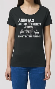 I Dont EAT MY FRIENDS Damas ORGÁNICA Camiseta Veganismo Vegegie Cumpleaños Navidad - Imagen 1 de 5
