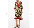Nwt. $4500 Gucci Zebra-Print Silk Kaftan Dress In Yellow Multi It40