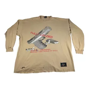 VINTAGE FULLY LOADED FIREARM HANDGUN Long Sleeve T-SHIRT 3XL Tan Muka Distressed - Picture 1 of 11