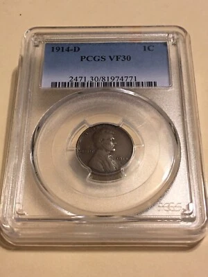1914-D PCGS VF30 1C Lincoln Cent Wheat Ears Penny very nice coin #4771 - Image 1 of 4