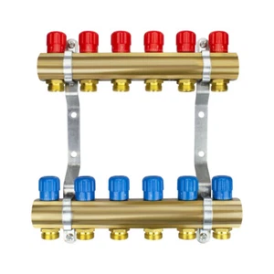 Distribuidor de circuito de calefacción de latón 2 - 12 compartimentos manual distribuidor circuitos de calefacción calefacción - Imagen 1 de 15