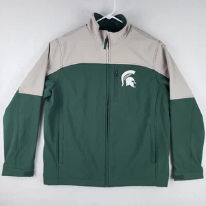 58 Sports Michigan State Spartans Jacket Mens L Green Softshell Full Zip Fleece - Picture 1 of 20