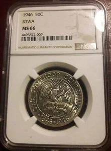 1946 NGC MS66 IOWA Silver Commemorative Half Dollar MS 66 50C - Picture 1 of 2