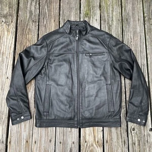 Boston Harbour Men's Leather Jacket Black Medium New Zealand Lamb - Picture 1 of 13