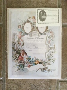 OLD PRINT FACTORY Victorian CERTIFICATE of MARRIAGE CRT004 - Picture 1 of 5