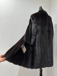 New Women Real Mink Genuine Fur coat jacket SIZE M 1109194 Long Medium Brown - Picture 1 of 17