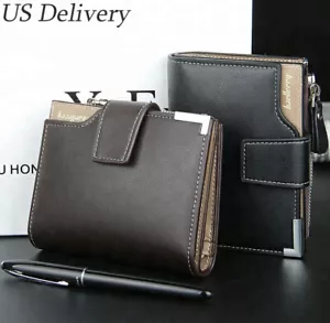 Wallet For Men Short Buckle Leather Credit Card Holder Trifold Coin Bag Purse US - Picture 1 of 17