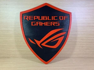 XXL-GRÖSSE – Asus Rog Q Holz-Logo-Poster – Gaming-PC LGA 1170 Wanddisplay - Picture 1 of 9