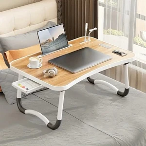 Ultra Large Portable Laptop Foldable Bed Table with Cup Holder, Drawer, USB, Fan - Picture 1 of 4