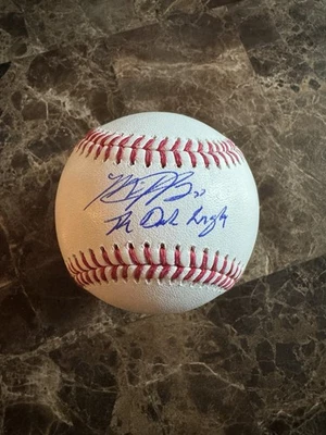 NEW YORK METS MATT HARVEY SIGNED AUTO OMLB WITH DARK KNIGHT INSCRIPTION JSA - Image 1 of 3