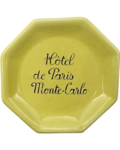 Vintage Hotel de Paris Monte Carlo Yellow Ceramic Ashtray - Picture 1 of 12