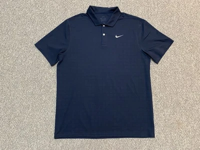 Nike Men's Dri-Fit Polo Shirt Navy White Blue Geometric Size Large Golf - Image 1 of 4