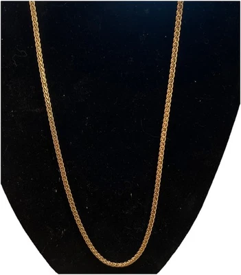 1mm Twisted Sparkle Chain Necklace REAL Solid Gold Tone 28” - Image 1 of 3
