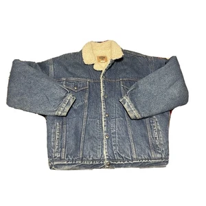 Vintage Rare GAP Sherpa Lined Denim Trucker Jacket Coat size L Large - Picture 1 of 3