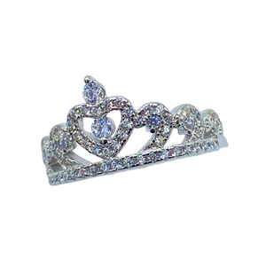 Anello Corona Tiara con Zirconi Bianchi in Argento 925 - Picture 1 of 2