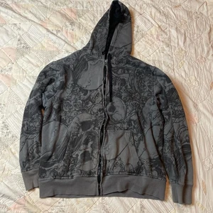 faded glory vintage y2k oversized skull print fleece gefüttert hoodie medium - Bild 1 von 7