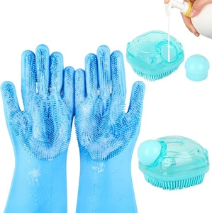 2PCS Dog Washing Gloves and Dog Shampoo Brush, Dog Bath Brush That can add Dog S - Picture 1 of 9
