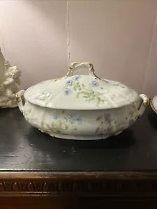 Limoges C Ahrenfeldt casseruola coperta blu fiori di papavero floreale - Foto 1 di 9