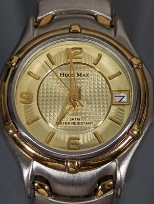 Reloj Hugo Max Chapado en Oro 18 K Caja Redonda Acero Inoxidable Correa St Foto 1 de 4
