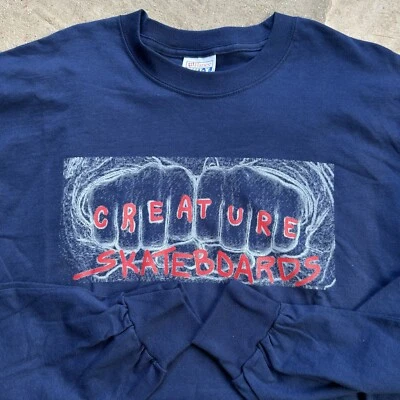 Vintage 90s Creature Skateboards Long Sleeve Graphic Skate T-Shirt Y2K Men’s XL - Image 1 of 4