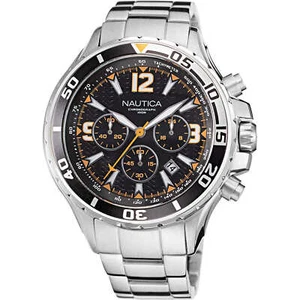 Orologio Uomo NAUTICA NST NAPNSS217 Chrono Acciaio Inossidabile Nero Sub 100mt - Foto 1 di 2