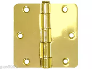 Poliertes Messing 3,5" x 3,5" Zoll 1/4 Radius Ecke Innentürscharnier Gold - Bild 1 von 3