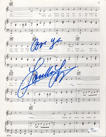 LORETTA LYNN HAND SIGNED 8x11 SHEET MUSIC         AWESOME+RARE         JSA Cover