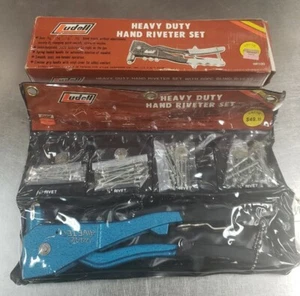 Vintage LUDELL Professional 30 pc  Heavy Duty Hand Riveter Rivet Tool w/ Rivets - Picture 1 of 9