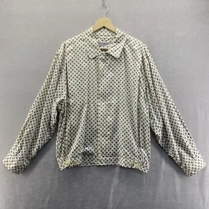Vintage Henry Grethel Mens M Geometric Thin Cream Cotton Full Zip Jacket Retro - Picture 1 of 14