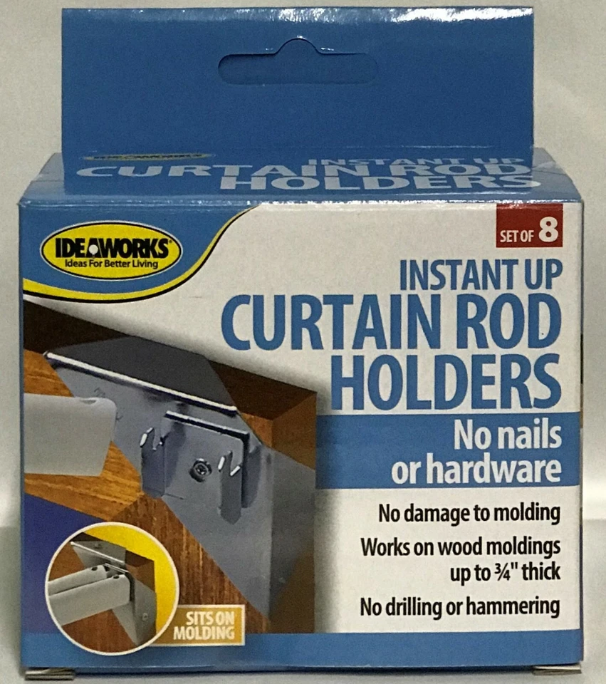 Ideaworks Instant up Curtain Rod Holders PN Jt1851 Set of 8