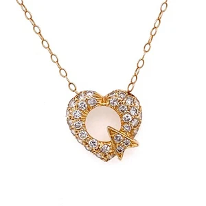Collar de diamantes de corazón abierto de 0,75 quilates de oro amarillo de 14 k de 3,0 gramos - Imagen 1 de 3